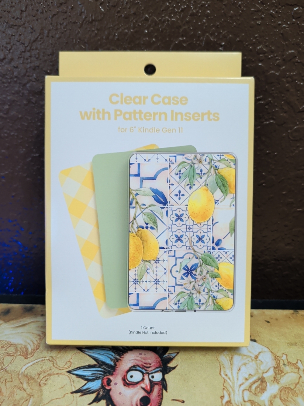 Clear Case with Lemon Pattern Inserts for 6" Kindle Gen 11 - Yellow & Green